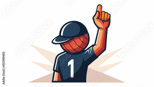 An umpire's finger raised in a dubious decision, against a stark white backdrop.
