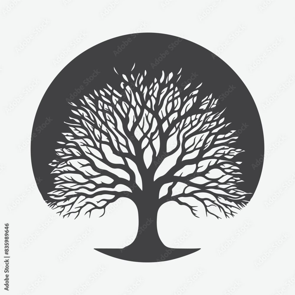 Naklejka premium Print Majestic Elder Tree Silhouette, Timeless Beauty and Natural Elegance