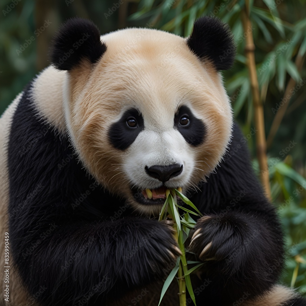 Pandas eating bamboo trees Pandas eating bamboo trees