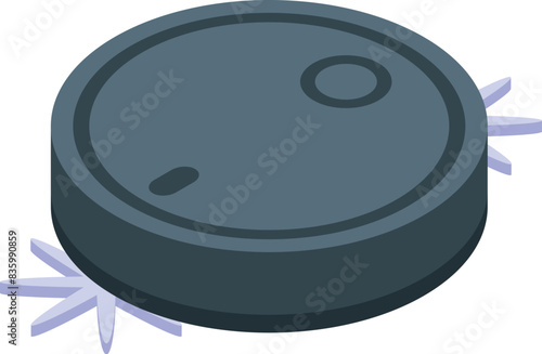 Isometric view of a cartoonstyle robotic vacuum cleaner on a white background