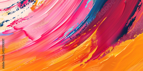 Vibrant Abstract Brush Stroke Background, Dynamic Colorful Brush Stroke Abstract Background - Ai Generated