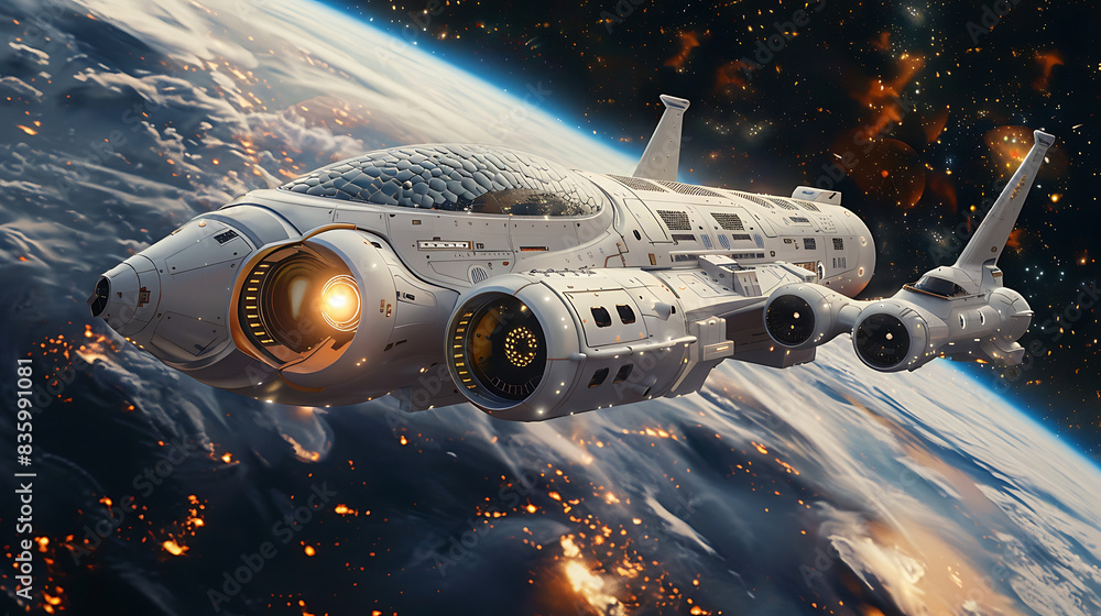 Fototapeta premium Futuristic Spacecraft: Transforming Cargo Transportation Beyond Earth