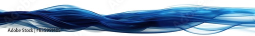 Deep cerulean blue waves, bold and refreshing, moving smoothly on a stark white backdrop, reminiscent of deep ocean waters