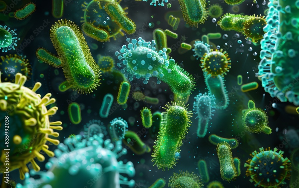Naklejka premium 3 d rendered illustration of virus bacteria.