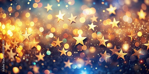 Abstract background with bokeh defocused lights and stars, abstract, background, bokeh, defocused, lights, stars, shiny, glowing, festive, sparkly, decoration, celebration, magical, elegance photo
