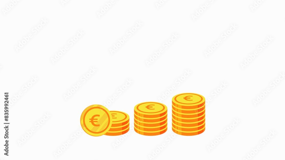 Animated of stacks of gold coins, with alpha channel. Green screen. Business video for finance, banking, stock market. Animated of stacks of gold coins, with alpha channel. Green screen. Business video for finance, banking, stock market.