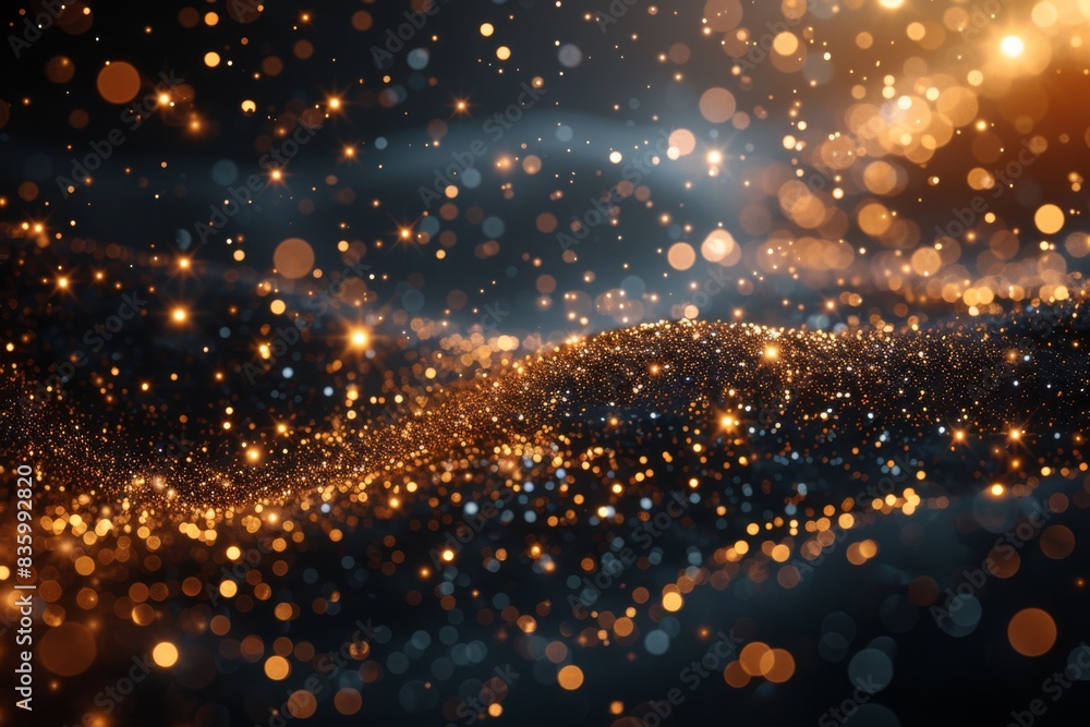 Naklejka premium abstract golden glitter bokeh background, christmas and holiday concept