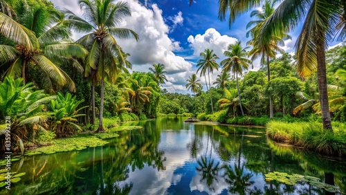 A wild  pristine tropical landscape with a swampy lake and lush vegetation in an impenetrable jungle   tropical  landscape  swamp  lake  lush  vegetation  jungle  wild  pristine  nature