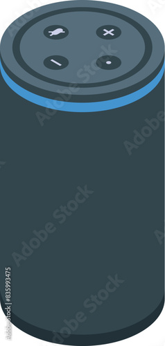 Isometric smart speaker icon with wireless voice control technology for modern gadgets and touch audio equipment. Illustration of a vector graphic with convenience and handsfree entertainment