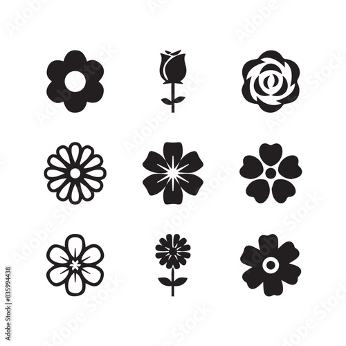 set of floral elements