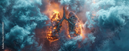Smoker's Lungs on Fire. The Health Impact of Smoking photo
