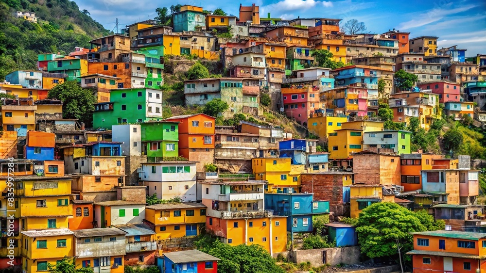 Foto de Colorful favelas in a rural setting , houses, country, art ...