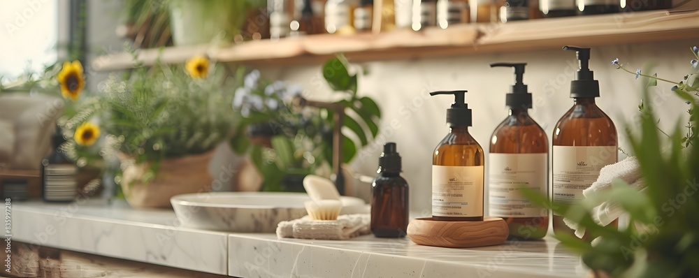 Organic Beauty Products in Sustainable Salon with Soothing Nature Decor