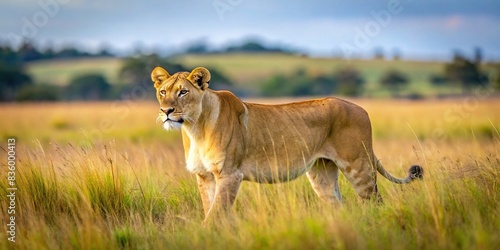 Lioness roaming in the vast savannah , Wildlife, Lioness, Safari, African, Wildlife photography, Predator, Grasslands, Wilderness, Nature, Feline, Carnivore, Golden, Sunlight, Roaming