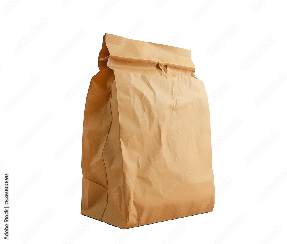 A brown paper bag, isolated on a transparent background A brown paper bag, isolated on a transparent background