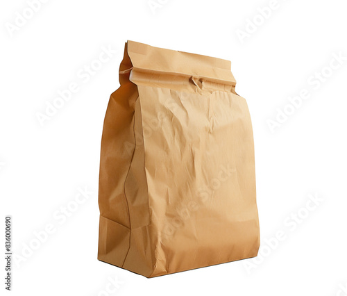 A brown paper bag, isolated on a transparent background