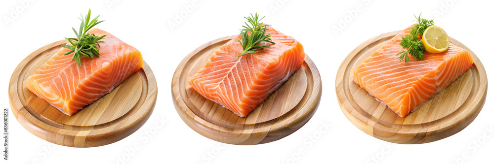 Salmon slice on wooden plate highly detailed isolated on transparent background PNG file
Salmon slice on wooden plate highly detailed isolated on transparent background PNG file