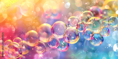 Bubbling Rainbow: Colorful Bubble Background, Prismatic Bubbles: Rainbow Colors Background - Ai Generated