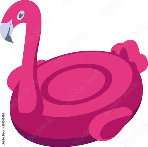 Vibrant vector illustration of a pink flamingoshaped inflatable pool float on a white background
