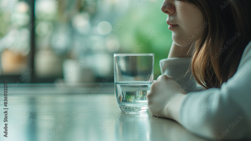 医療・研究コンセプト 若い女性と飲み薬 医療・研究コンセプト 若い女性と飲み薬
