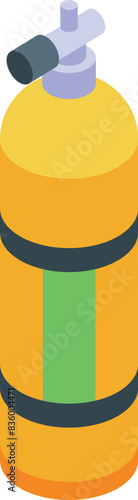 Colorful isometric illustration of a scuba diving oxygen tank, perfect for divingrelated content