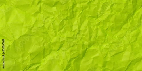 Crumpled paper texture vector background. Green wrinkled sheet 