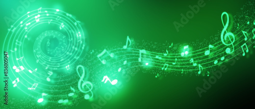 Obraz na plátně green music notes background