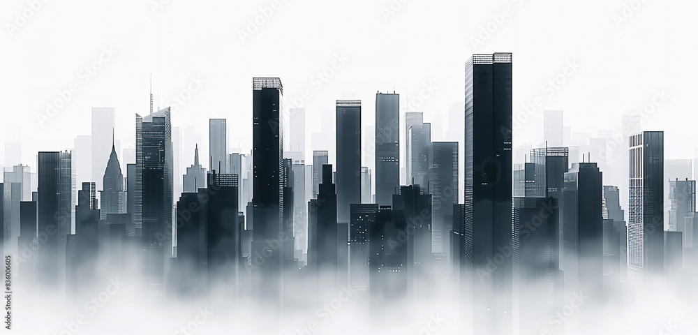 © michalsen - Abstract city skyline. Modern city skyline. Business center with skyscrapers on white background. © michalsen - Abstract city skyline. Modern city skyline. Business center with skyscrapers on white background.