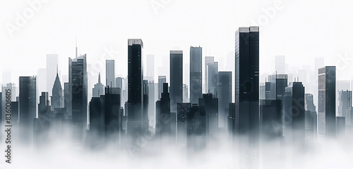 Fototapeta Naklejka Na Ścianę i Meble -  Abstract city skyline. Modern city skyline. Business center with skyscrapers on white background.