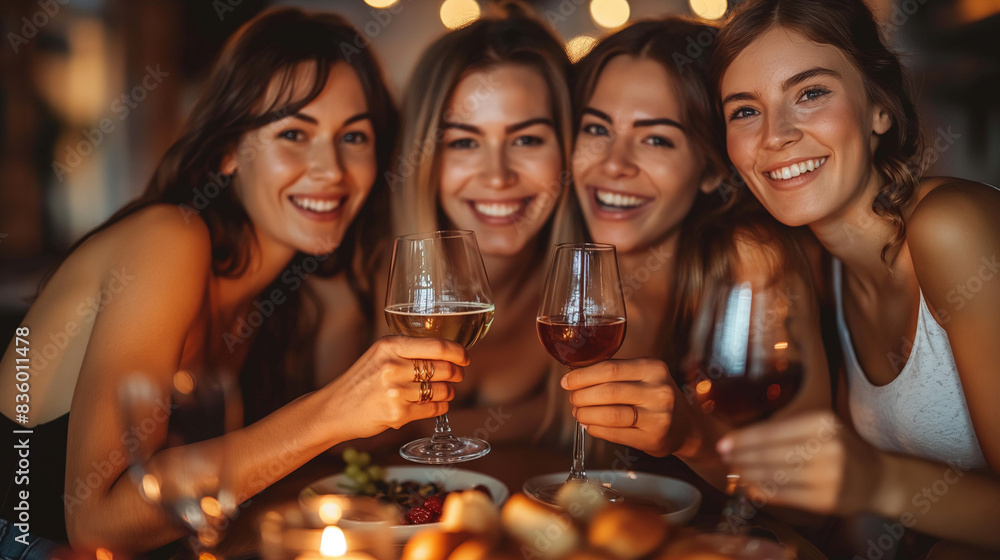 Girlfriends drinking wine and chatting while sitting in the bar. Girlfriends drinking wine and chatting while sitting in the bar.