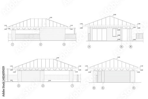 Architectural blueprints of a shed