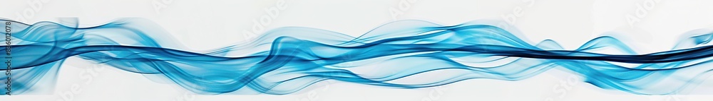 Fototapeta premium Electric blue waves that are vibrant and lively, creating a dynamic movement on a white canvas
