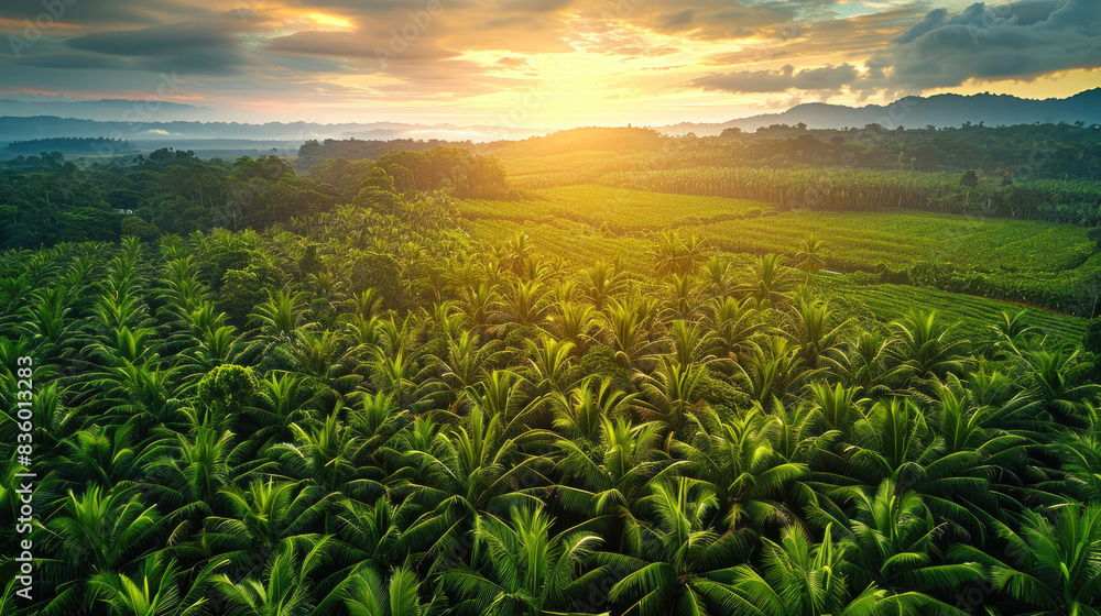 Arial view of palm plantation Arial view of palm plantation