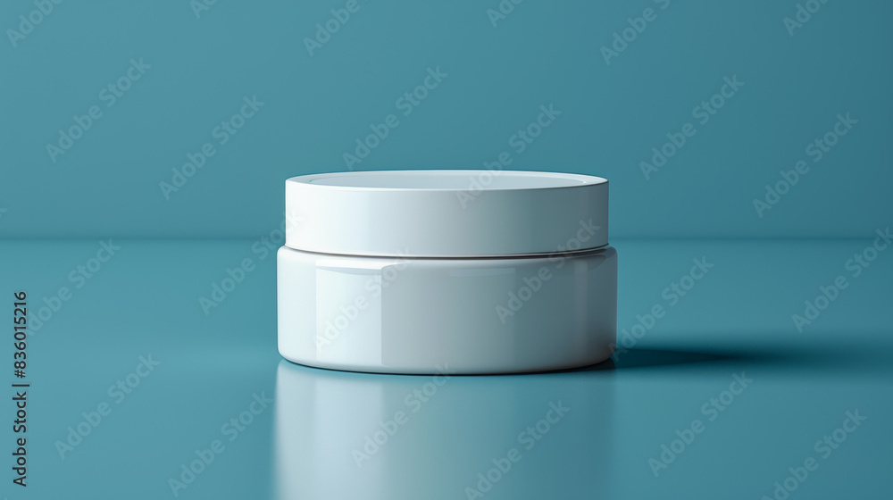 A white jar with a blue background A white jar with a blue background