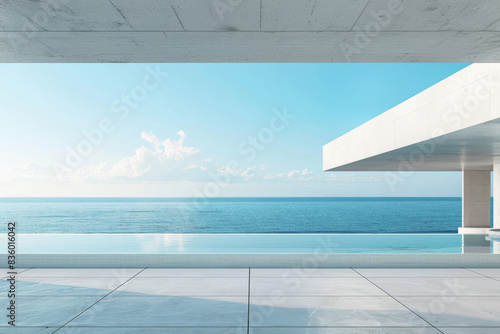 Modern buildings by the lake. Empty architectural background.
