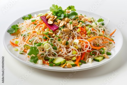 Artfully Arranged Asian Noodles with Colorful Vegetable Medley