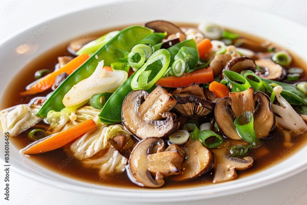 Delicate Green: Asian Mushroom Soup with Thinly Sliced Scallions Delicate Green: Asian Mushroom Soup with Thinly Sliced Scallions
