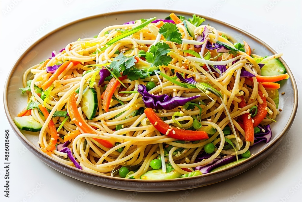 Asian Noodle Salad with Kale and Crunchy Cucumbers in a Sweet and Salty Dressing Asian Noodle Salad with Kale and Crunchy Cucumbers in a Sweet and Salty Dressing