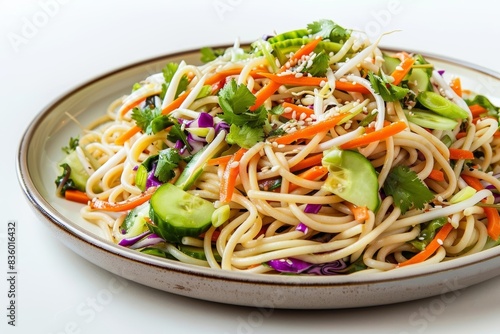 Delightful Asian Noodle Salad with Thin Spaghetti and Crisp Bean Sprouts