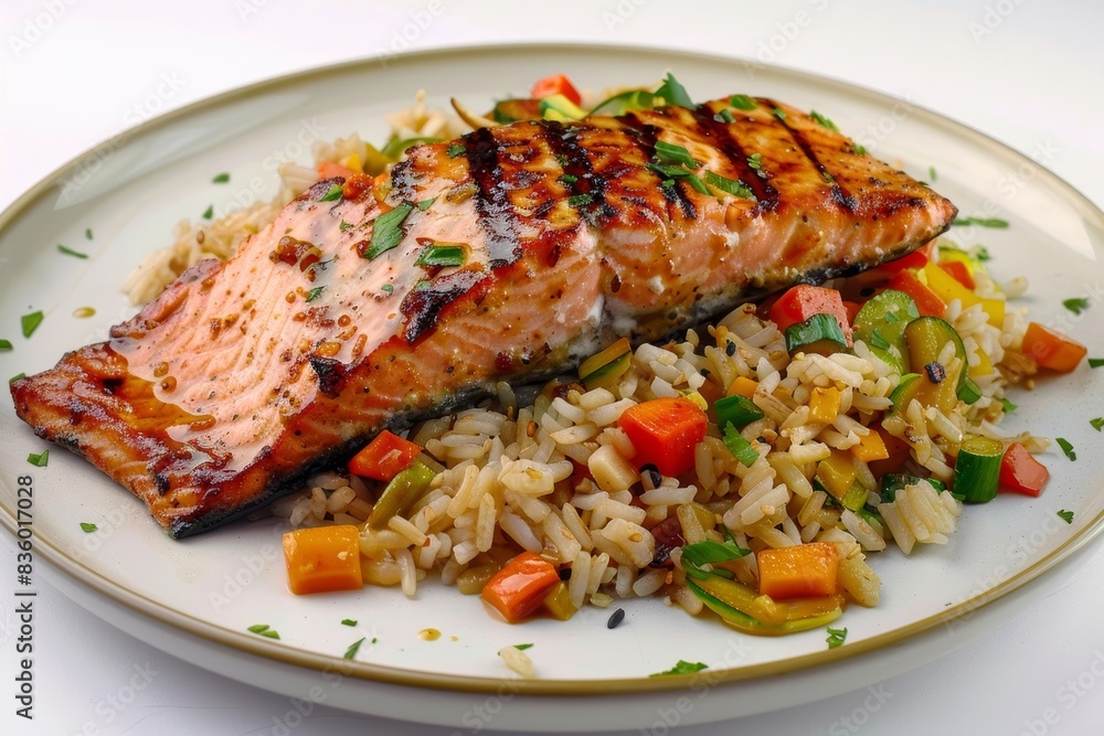 Artfully Arranged Asian Grilled Salmon with Dijon Mustard Glaze Artfully Arranged Asian Grilled Salmon with Dijon Mustard Glaze