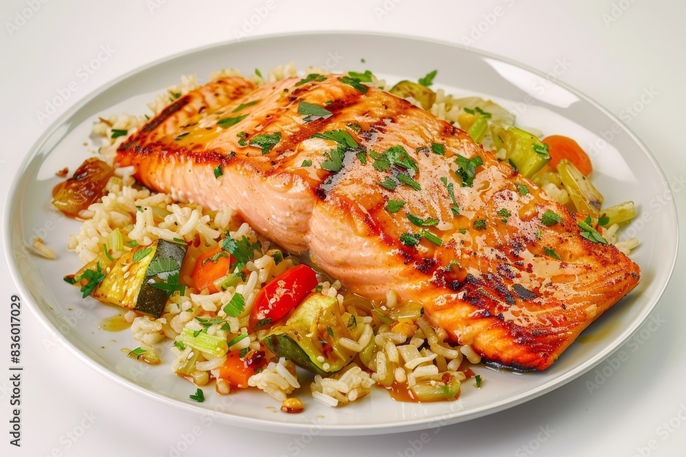 Scrumptious Asian Grilled Salmon with Perfectly Cooked Rice Scrumptious Asian Grilled Salmon with Perfectly Cooked Rice