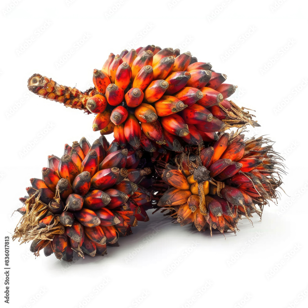 Fototapeta premium Large fresh palm oil bunch isolated on white background