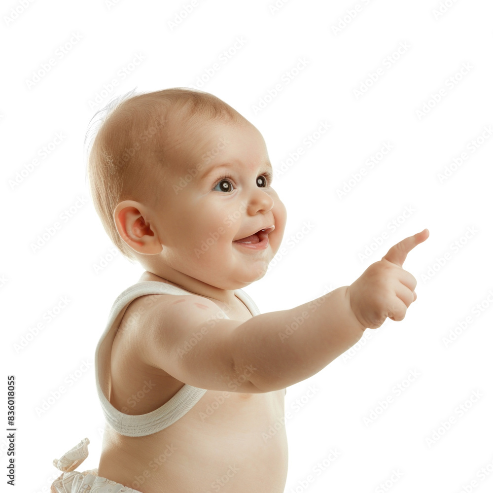 Lovey baby pointing to choose and press transparent background Lovey baby pointing to choose and press transparent background