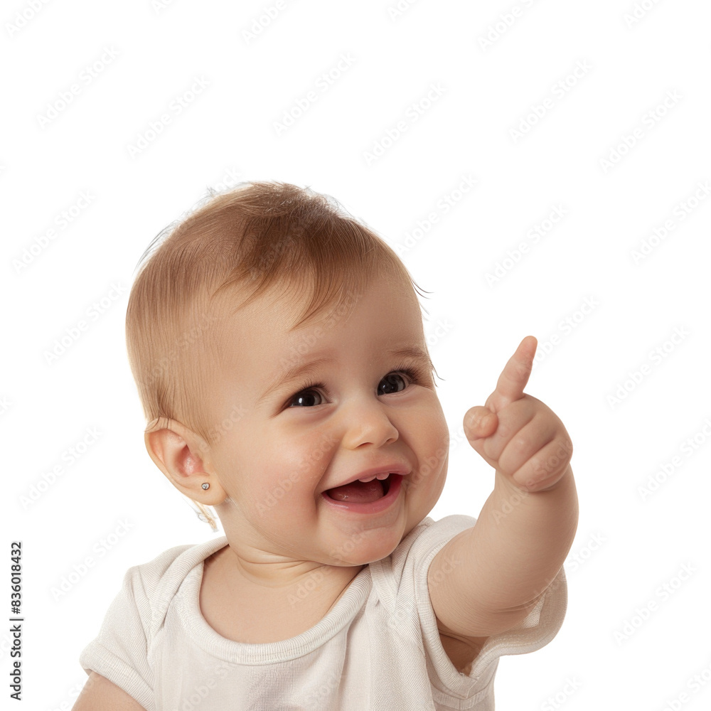 Lovey baby pointing to choose and press transparent background Lovey baby pointing to choose and press transparent background