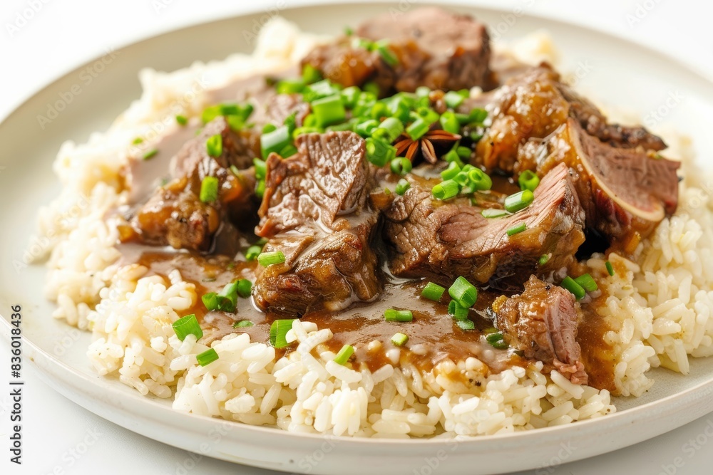 Asian Braised Beef with Jasmine Rice and Scallions Asian Braised Beef with Jasmine Rice and Scallions