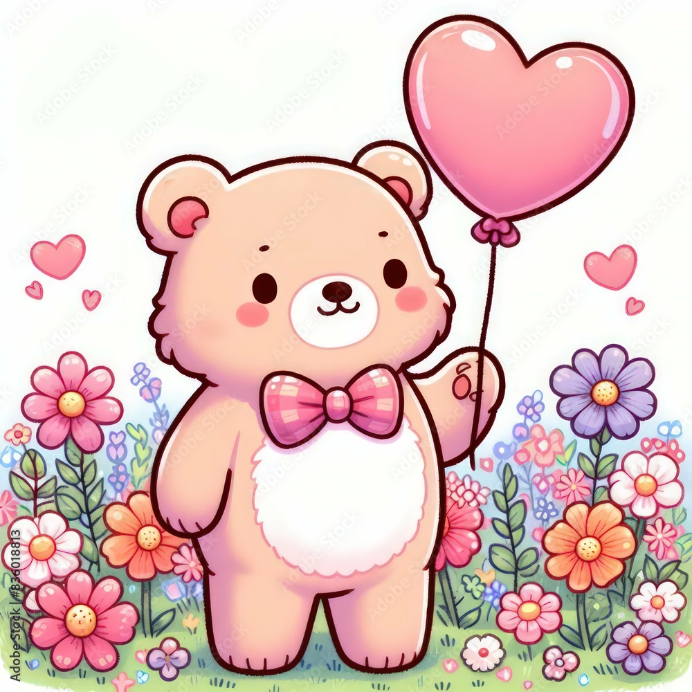 Fototapeta premium teddy bear with flowers