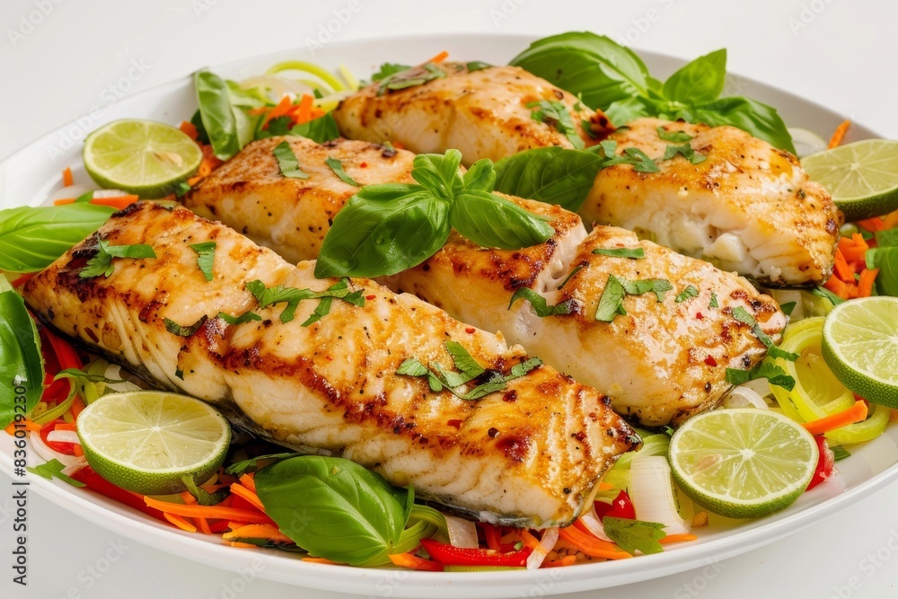 Baked Mahi Mahi with Coconut Lime Glaze and Vibrant Vegetable Medley Baked Mahi Mahi with Coconut Lime Glaze and Vibrant Vegetable Medley