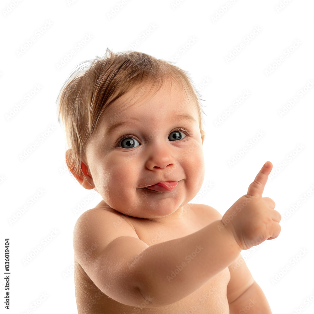 Lovey baby pointing to choose and press transparent background Lovey baby pointing to choose and press transparent background