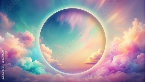 Pastel aurora blur gradient cloud shape design with blank circle space for text, in aesthetic risography style , pastel, aurora, blur, gradient, cloud, design, aesthetic, risography photo
