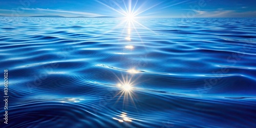 Blue water surface with sun reflection, dimples, and ripples in clean aqua liquid, perfect for summer wallpaper or abstract background , sea, water, surface, blue, sun, reflection, dimples photo